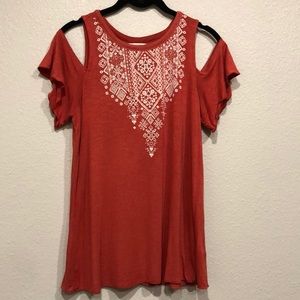 Maurices cold shoulder tunic top, size small
